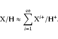 \begin{displaymath}%
{{\rm X/H} \approx \sum_{i = 1}^\infty {\rm X}^{i+}/{\rm H}^+}.
\end{displaymath}