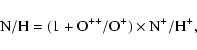 \begin{displaymath}%
{\rm N/H = (1+O^{++}/O^+) \times N^+/H^+},
\end{displaymath}