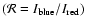 $({\cal R}=I_{\rm blue}/I_{\rm red})$