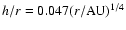 $h/r =
0.047(r/{\rm AU})^{1/4}$