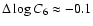 $\Delta\log C_{\rm 6} \approx -0.1$