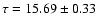 $\tau = 15.69 \pm 0.33$