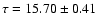 $\tau = 15.70 \pm 0.41$