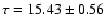 $\tau = 15.43 \pm 0.56$