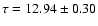 $\tau = 12.94 \pm 0.30$