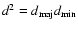 $d^2=d_{{\rm maj}}d_{{\rm min}}$