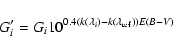\begin{displaymath}G'_i = G_i 10^{0.4(k(\lambda_i)-k(\lambda_{\rm {ref}}))E(B-V)}
\end{displaymath}