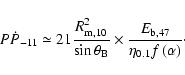 \begin{displaymath}P \dot{P}_{-11} \simeq 21 \frac{R_{\rm m,10}^2}{\sin\theta_{\...
...s \frac{E_{\rm b, 47}}{\eta_{0.1} f\left(\alpha\right)} \cdot
\end{displaymath}