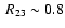 $~R_{23} \sim 0.8$
