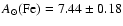 $A_{\odot}({\rm Fe}) = 7.44 \pm 0.18$