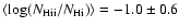 $\langle {\rm log}(N_{\rm H {\sc ii}}/N_{\rm H {\sc i}})\rangle=-1.0\pm0.6$