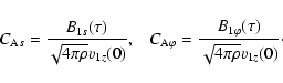 \begin{displaymath}C_{{\rm A}s} = \frac{B_{1s}(\tau)}{\sqrt{4 \pi \rho} v_{1z}(0...
...= \frac{B_{1 \varphi}(\tau)}{\sqrt{4 \pi \rho} v_{1z}(0)}\cdot
\end{displaymath}