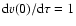 ${\rm d} v(0)/{\rm d} \tau = 1$