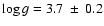 $\log g = 3.7~\pm~0.2$