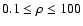 $0.1 \leq \rho \leq 100$