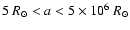 $5~{R}_\odot< a < 5\times 10^6 ~{R}_\odot$