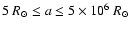 $5~{R}_\odot\leq a \leq 5\times 10^6 ~{R}_\odot$