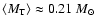 $ \langle M_{\rm T} \rangle \approx 0.21~{M}_\odot$