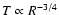 $T \propto R^{-3/4}$