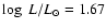 $\log~{L/L_{\odot}}=1.67$
