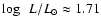$\log~~L/L_{\odot} \approx 1.71$