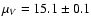 $\mu_V=15.1\pm{0.1}$