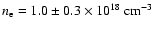 $n_{\rm
e} = 1.0 \pm0.3 \times 10^{18}~{\rm cm^{-3}}$