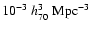 $10^{-3}~h_{70}^3~{\rm Mpc}^{-3}$