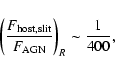 \begin{displaymath}%
\left(\frac{F_{{\rm host,slit}}}{F_{{\rm AGN}}}\right)_{R}\sim\frac{1}{400},
\end{displaymath}