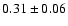 $ 0.31\pm0.06 $