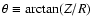 $\theta \equiv \arctan(Z/R)$