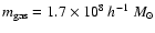 $m_{\rm gas}=1.7\times 10^8\:h^{-1}~M_\odot$
