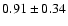 $0.91\pm0.34$