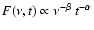 $F(\nu,t)\propto\nu^{-\beta}~t^{-\alpha}$