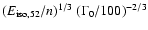 $(E_{\rm iso,52}/n)^{1/3}~(\Gamma_0/100)^{-2/3}$