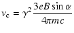 $\displaystyle \nu_{\rm c} = \gamma^2 \frac{3 eB \sin\alpha}{4\pi m c}$