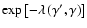 $\exp\left[-\lambda\left(\gamma',\gamma\right)\right]$