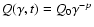$Q(\gamma,
t)= Q_0 \gamma^{-p}$