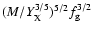 $(M/Y_{\rm X}^{3/5})^{5/2} f_{\rm g}^{3/2}$