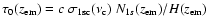 $\tau_0(z_{\rm em})=c ~\sigma_{{\rm 1s c}}(\nu_{\rm c})~N_{1s}(z_{\rm
em})/H(z_{\rm em})$