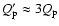 $Q_{{\rm p}}'\approx 3 Q_{{\rm p}}$