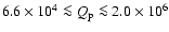 $6.6\times 10^4\la Q_{{\rm p}}\la 2.0\times 10^6$