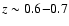 $z \sim 0.6{-}0.7$