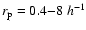 $r_{\rm p}=0.4{-}8\;h^{-1}$
