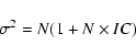 \begin{displaymath}\sigma^2 = N(1+N \times IC)
\end{displaymath}