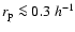 $r_{\rm p}\la 0.3\;h^{-1}$