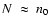 $N~\approx~n_0$