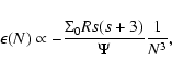 \begin{displaymath}\epsilon(N) \propto - \frac{\Sigma_0 R s(s+3)}{\Psi} \frac{1}{N^3},
\end{displaymath}