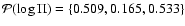 ${\cal P}(\log \Pi) = \{0.509, 0.165,
0.533\}$