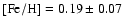 $\rm [Fe/H]=0.19\pm{0.07}$